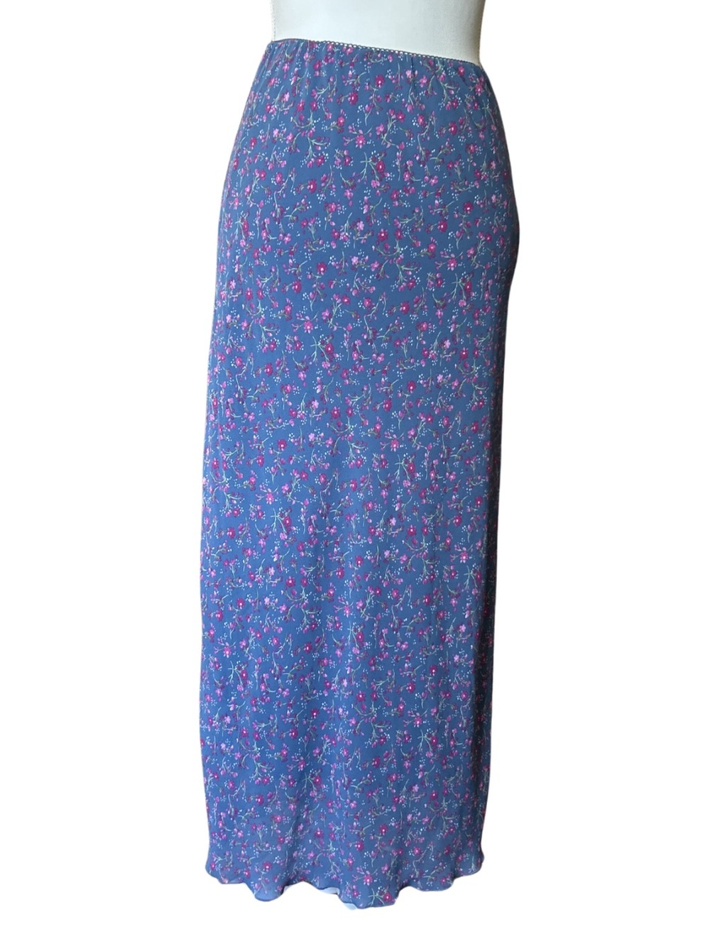 Wild Fable Floral Blue Maxi Skirt with Pink Flowers Women’s Small